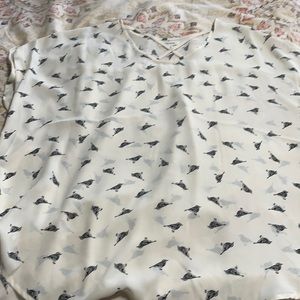 Sheer blouse with black birds